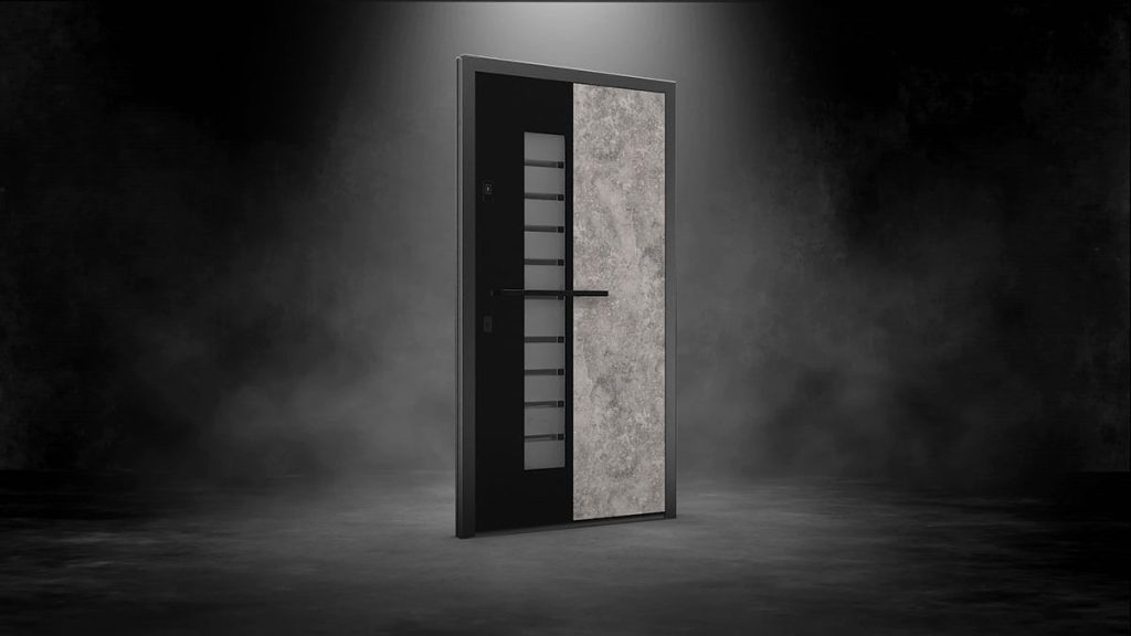 NEWAY exclusive aluminum doors with panel with stone & glass
